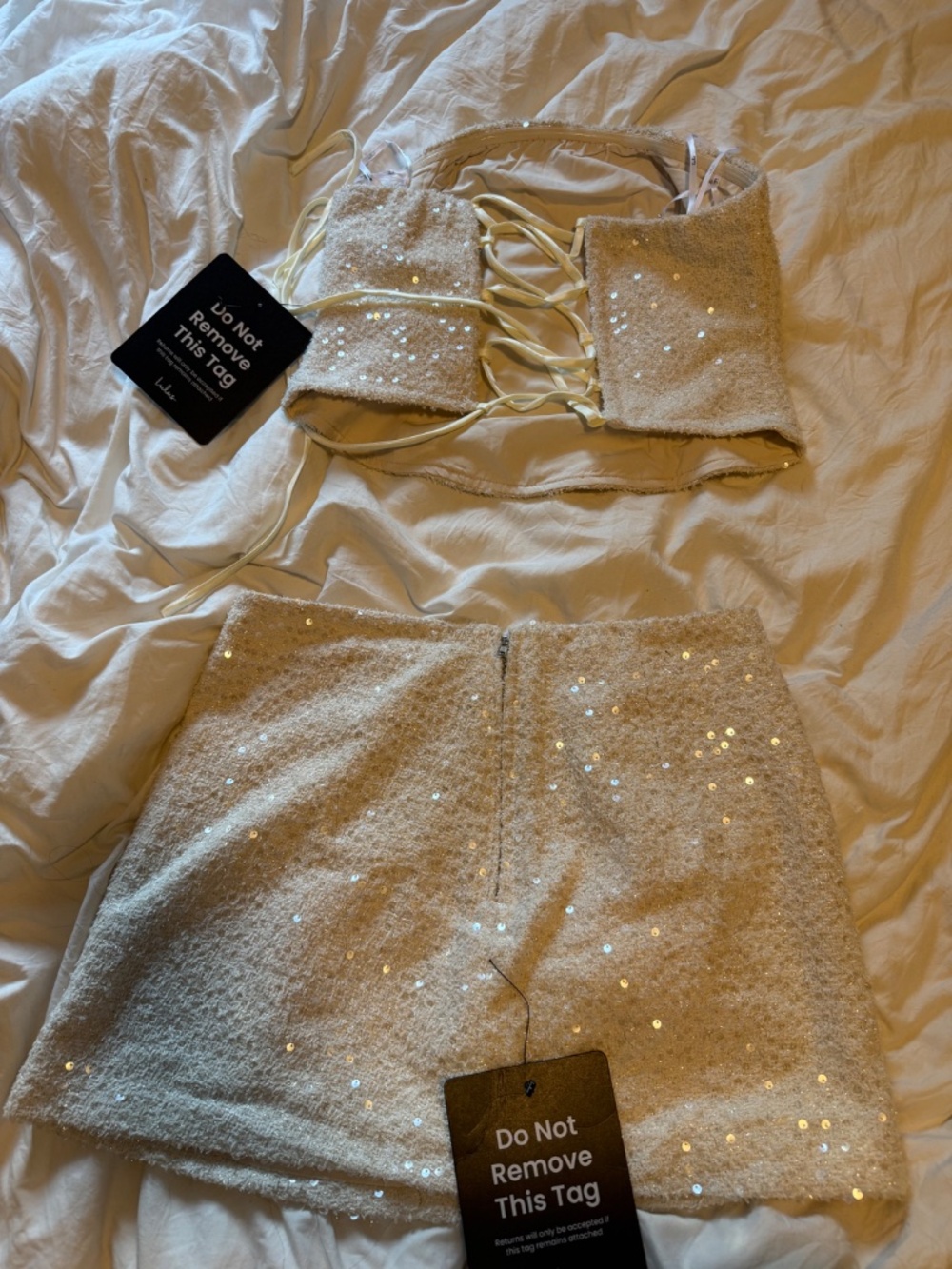 Lulus White Sequin Skirt and Corset top - Picture 5 of 6
